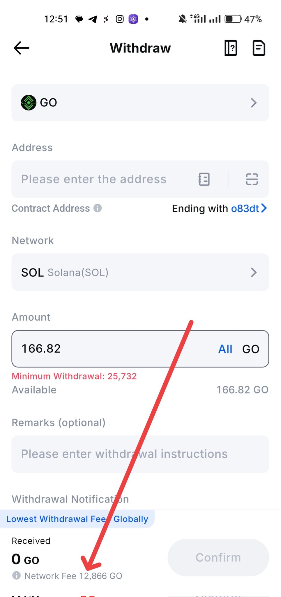MEXC minimum withdrawal limits