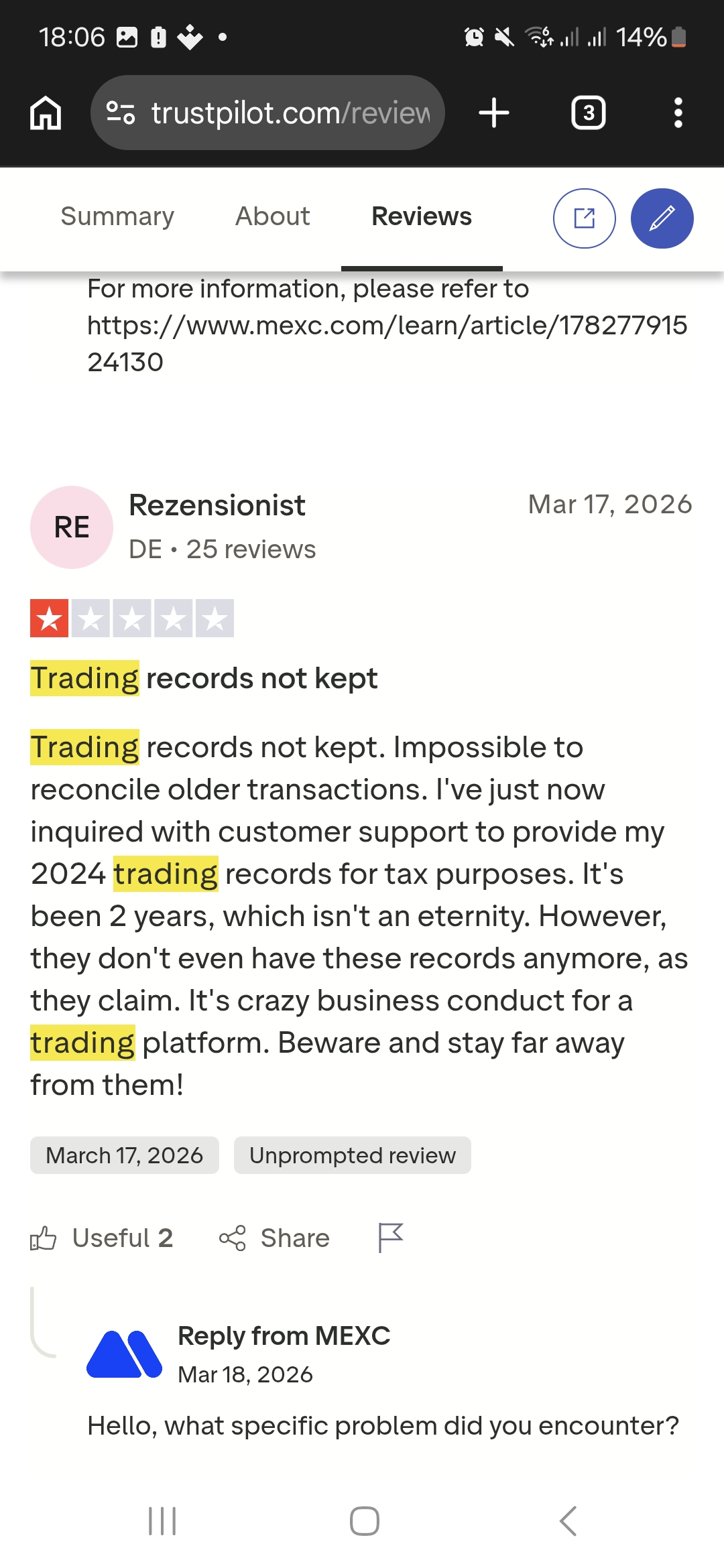 MEXC Trading Disabled